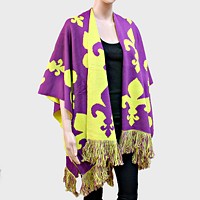 Fleur de Lis Pattern Fringe Shawl