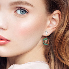 Faith Message Cross Ear Jacket Earrings