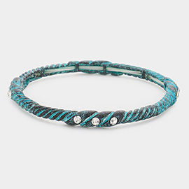 Crystal Accented Metal Stretch Bracelet