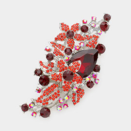 Flower Leaf Bouquet Crystal Rhinestone Brooch / Pendant