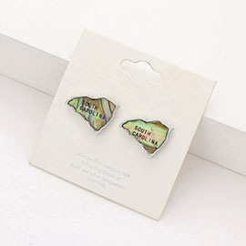 South Carolina State Map Abalone Stud Earrings