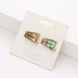 Alabama State Map Abalone Stud Earrings