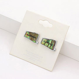 Alabama State Map Abalone Stud Earrings