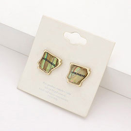 Arkansas State Map Abalone Stud Earrings