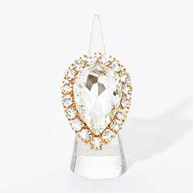 Crystal Rhinestone Teardrop Stretch Cocktail Ring