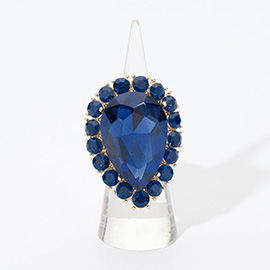 Crystal Rhinestone Teardrop Stretch Cocktail Ring