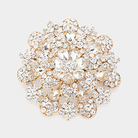 Oversized Flower Crystal Pave Pin Brooch