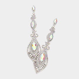 Victorian Triple Marquise Glass Crystal Evening Earrings
