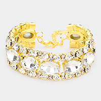 Oval Crystal Rhinestone Evening Bracelet