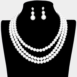 Pearl Triple Layered Bib Necklace