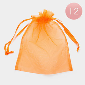 12PCS - 6.75 X 9.5 Ribbon Organza Gift Bags