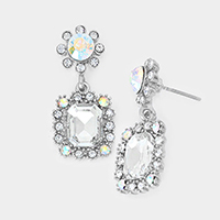 Crystal Rhinestone Flower Evening Earrings