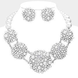Crystal Pearl Bubble Cluster Necklace