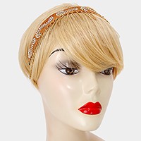 Swirl Pattern Bead Suede Stretch Headband with Fringes