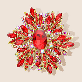 Glass Crystal Flower Brooch / Pendant