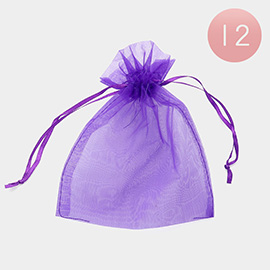 12PCS - 5.5 X 6.5 Ribboned Organza Gift Bags