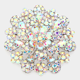 Oversized Flower Crystal Pave Pin Brooch