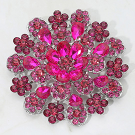 Oversized Flower Crystal Pave Pin Brooch