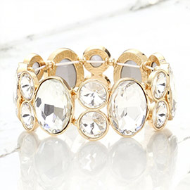 Oval Crystal Rhinestone Stretch Evening Bracelet