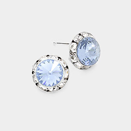 Rivoli Cut Genuine Crystal Round Stud Earrings