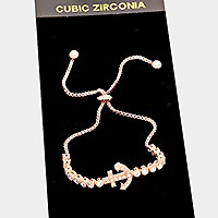 Crystal Cubic Zirconia CZ Anchor Cinch Bracelet