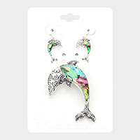 Abalone Dolphin Pendant Set