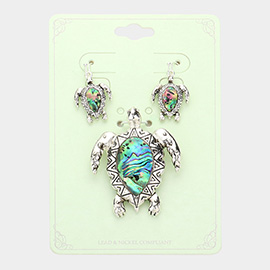 Abalone Turtle Pendant Set