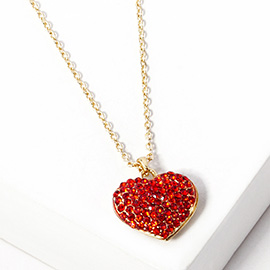 Crystal pave heart pendant necklace