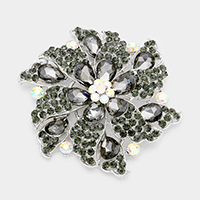Floral Pinwheel Glass Crystal Pin Brooch