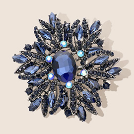 Glass Crystal Flower Brooch / Pendant