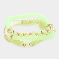 3PCS - Faceted bead strand stack stretch bracelets