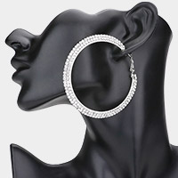 2-Row Crystal Rhinestone Hoop Earrings