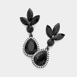 Teardrop Stone Dangle Evening Earrings