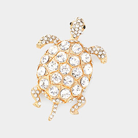 Crystal  Pave Turtle Pin Brooch