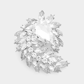 Glass Crystal Marquise Cluster Brooch / Pendant