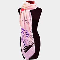 Palm tree & ship print scarf