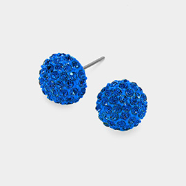 Crystal Pave Round Dome Stud Earrings