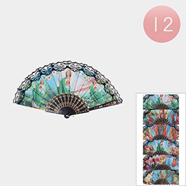 12PCS - Jesus & Saint Mary folding fans