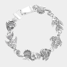 Metal Turtle Seahorse Link Magnetic Bracelet