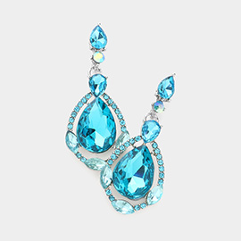 Crystal rhinestone teardrop evening earrings