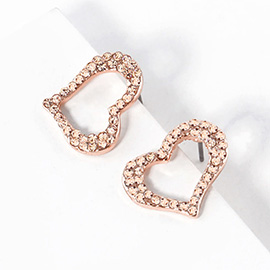Crystal Heart Cut out Stud Earrings