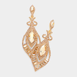 Marquise Stone Accented Dangle Evening Earrings