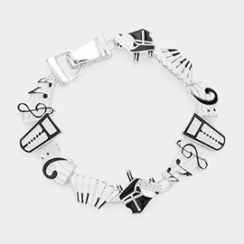 Enamel music note  & piano magnetic bracelet