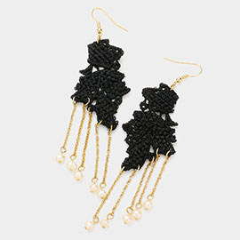 Pearl Link Crochet Lace Dangle Earrings