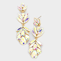 Glass crystal petal statement evening earrings