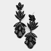 Glass crystal petal statement evening earrings
