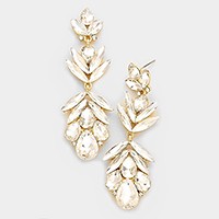 Glass crystal petal statement evening earrings