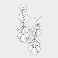 Glass crystal petal statement evening earrings