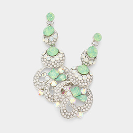 Layered crystal rhinestone bubble evening earrings