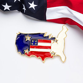 Enamel American USA Flag United State Map Pin Brooch